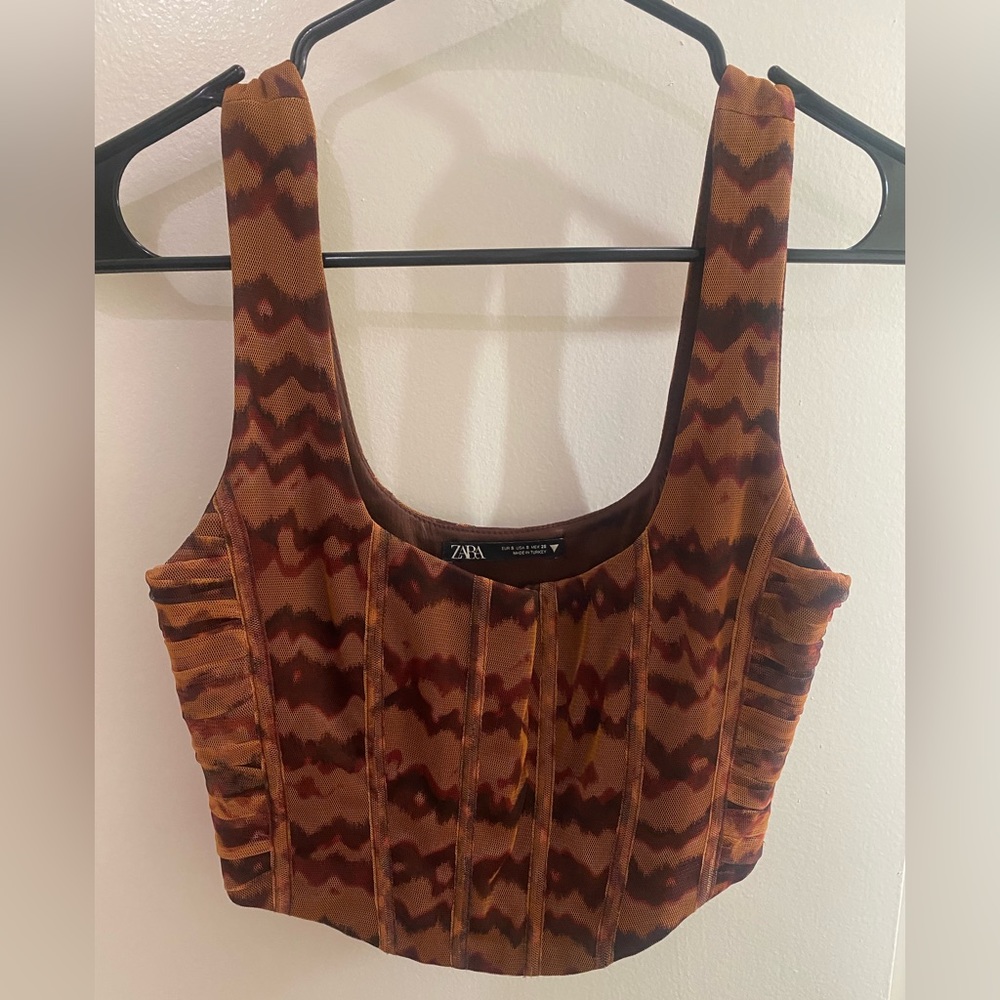 Zara Brown Pattern Corset